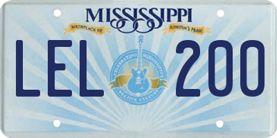 MS license plate LEL200