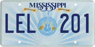 MS license plate LEL201
