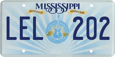 MS license plate LEL202