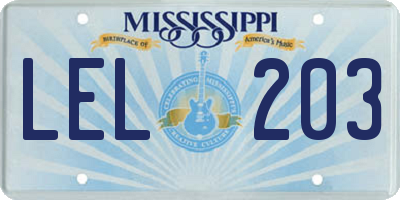MS license plate LEL203