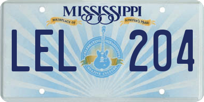MS license plate LEL204