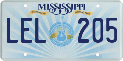 MS license plate LEL205