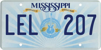MS license plate LEL207