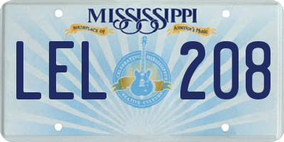 MS license plate LEL208
