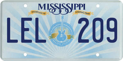 MS license plate LEL209