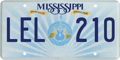 MS license plate LEL210