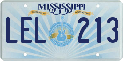 MS license plate LEL213