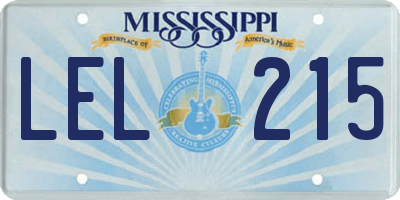 MS license plate LEL215