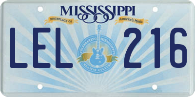 MS license plate LEL216