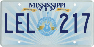 MS license plate LEL217