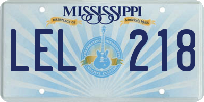 MS license plate LEL218