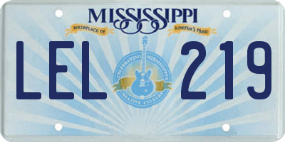 MS license plate LEL219