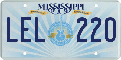 MS license plate LEL220