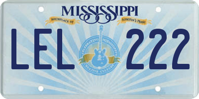 MS license plate LEL222