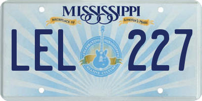 MS license plate LEL227