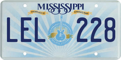 MS license plate LEL228