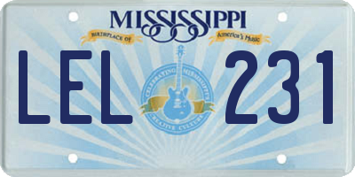 MS license plate LEL231