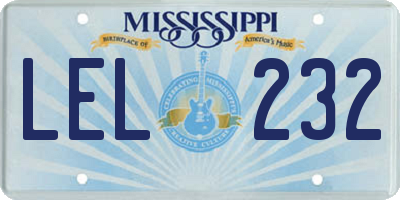 MS license plate LEL232