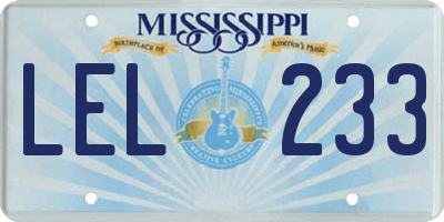 MS license plate LEL233