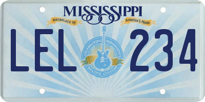 MS license plate LEL234