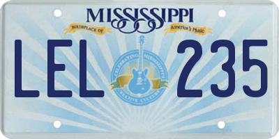 MS license plate LEL235