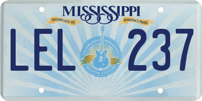 MS license plate LEL237