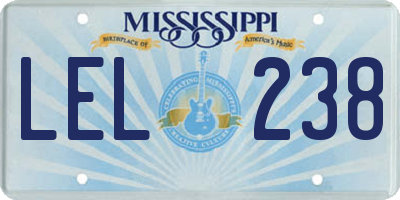 MS license plate LEL238