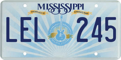 MS license plate LEL245
