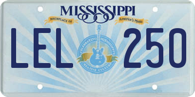 MS license plate LEL250