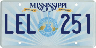 MS license plate LEL251
