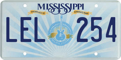 MS license plate LEL254