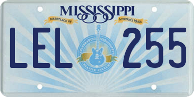 MS license plate LEL255