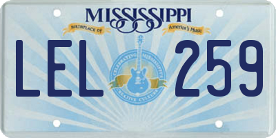 MS license plate LEL259