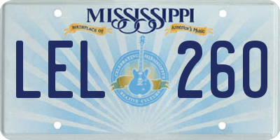 MS license plate LEL260