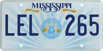 MS license plate LEL265