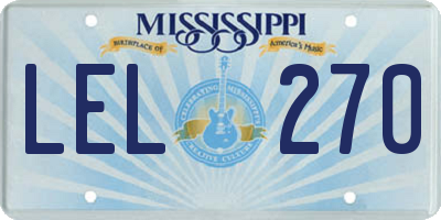 MS license plate LEL270