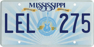 MS license plate LEL275