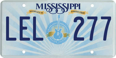 MS license plate LEL277