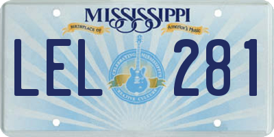MS license plate LEL281