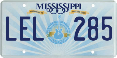 MS license plate LEL285