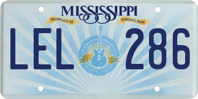 MS license plate LEL286