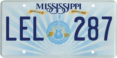 MS license plate LEL287