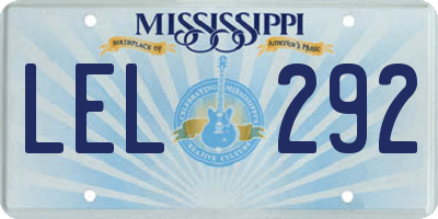 MS license plate LEL292