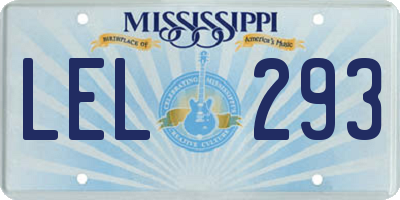 MS license plate LEL293