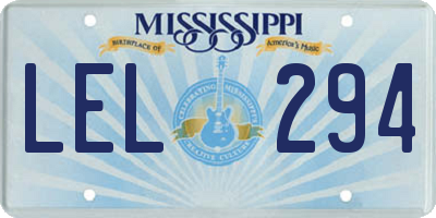 MS license plate LEL294