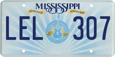MS license plate LEL307