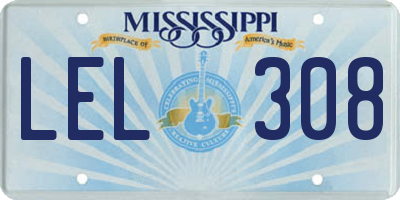 MS license plate LEL308