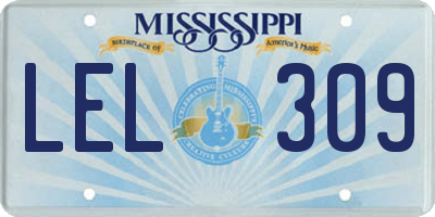 MS license plate LEL309