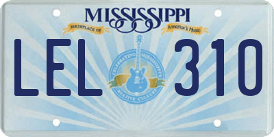 MS license plate LEL310