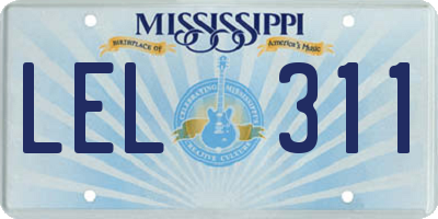 MS license plate LEL311